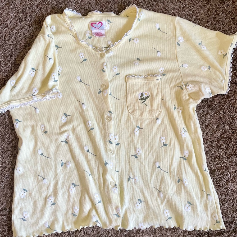 Floral Yellow Button-up shirt